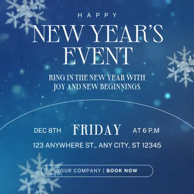 Blue and White Elegant Minimalist New Year Event Social Media Square