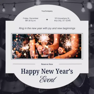 Grey and Blue Minimal New Year's Event Social Media Square