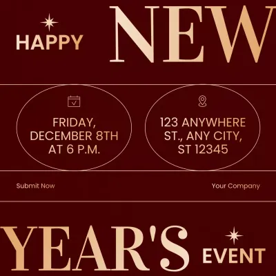 Red and Gold Minimalist New Year's Event Social Media Square