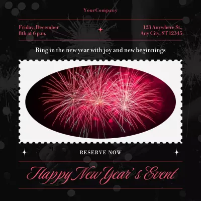 Black and Pink Minimal New Year's Event Social Media Square