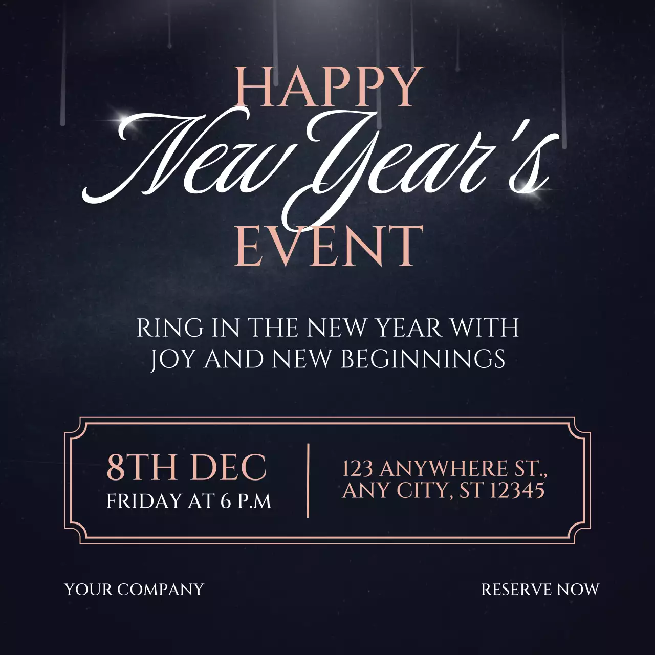 Black and Gold Luxury Minimalist New Year Event Social Media Square