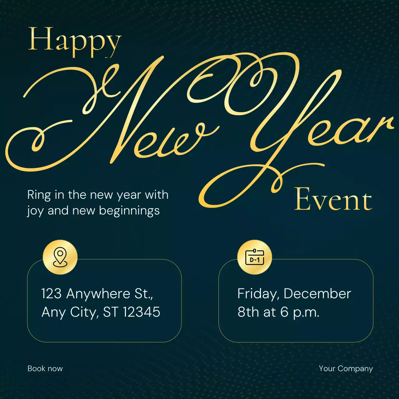 Black and Gold Elegant New Year's Event Social Media Square