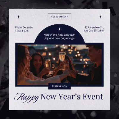 Grey and Blue Minimal New Year's Event Social Media Square