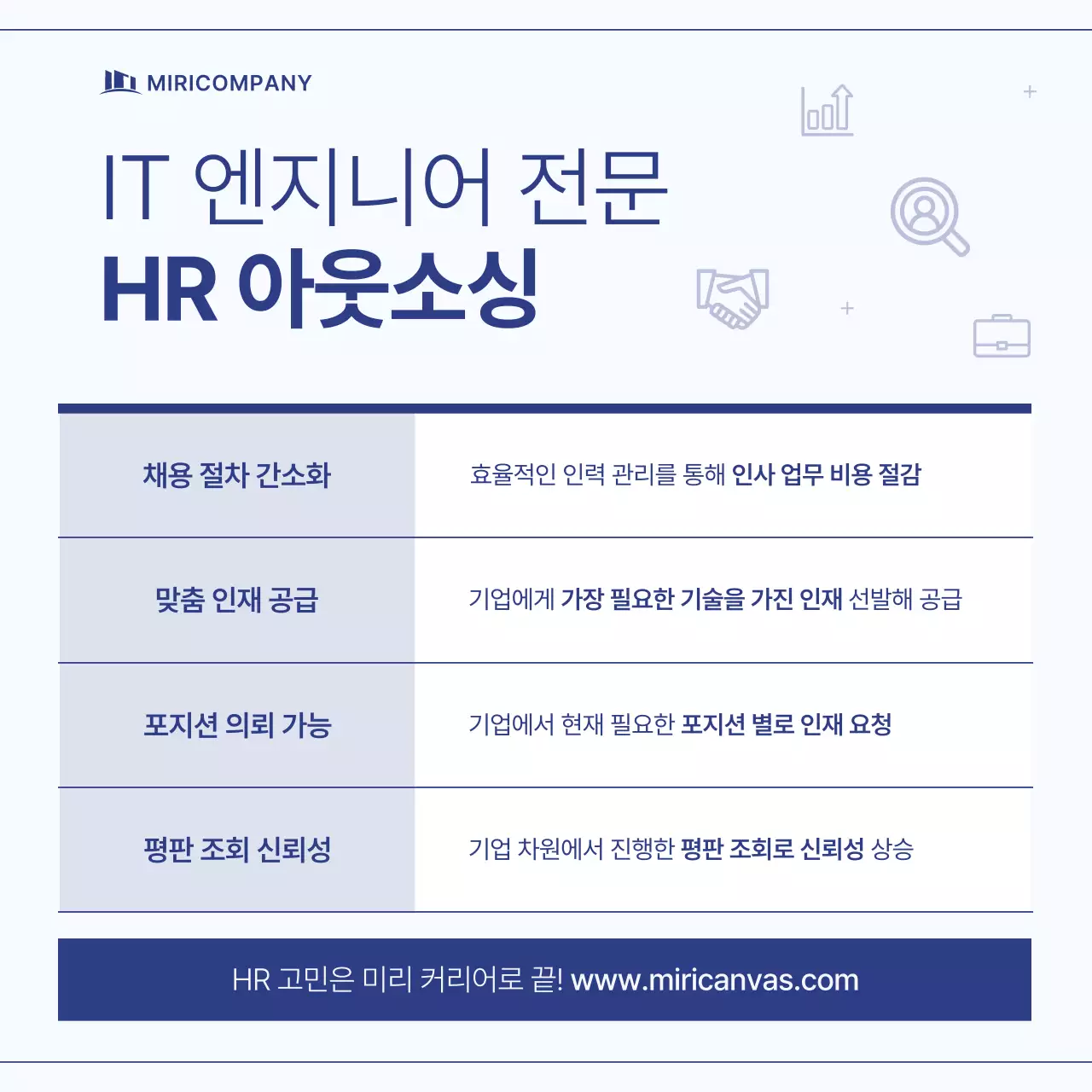 파랑의 심플한 HR 아웃소싱 구인 안내