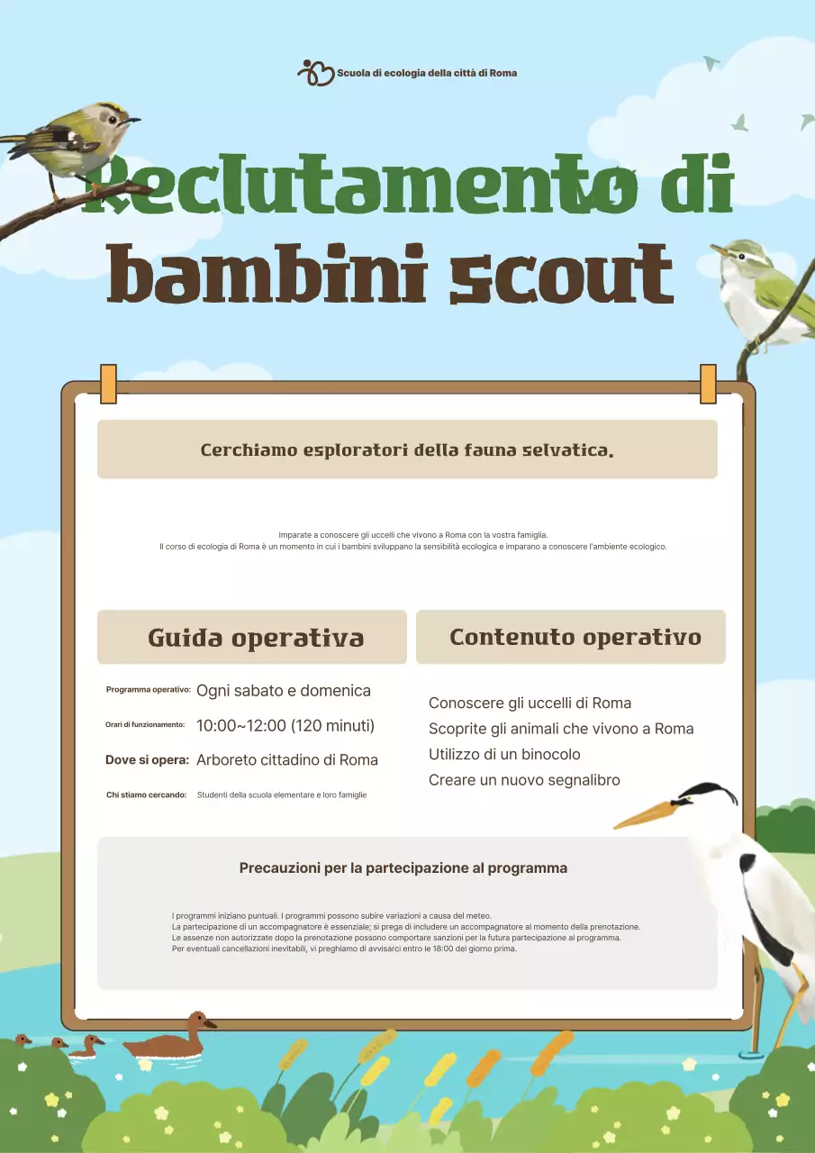 Annuncio di reclutamento per il team di osservazione naturalistica Sky Blue