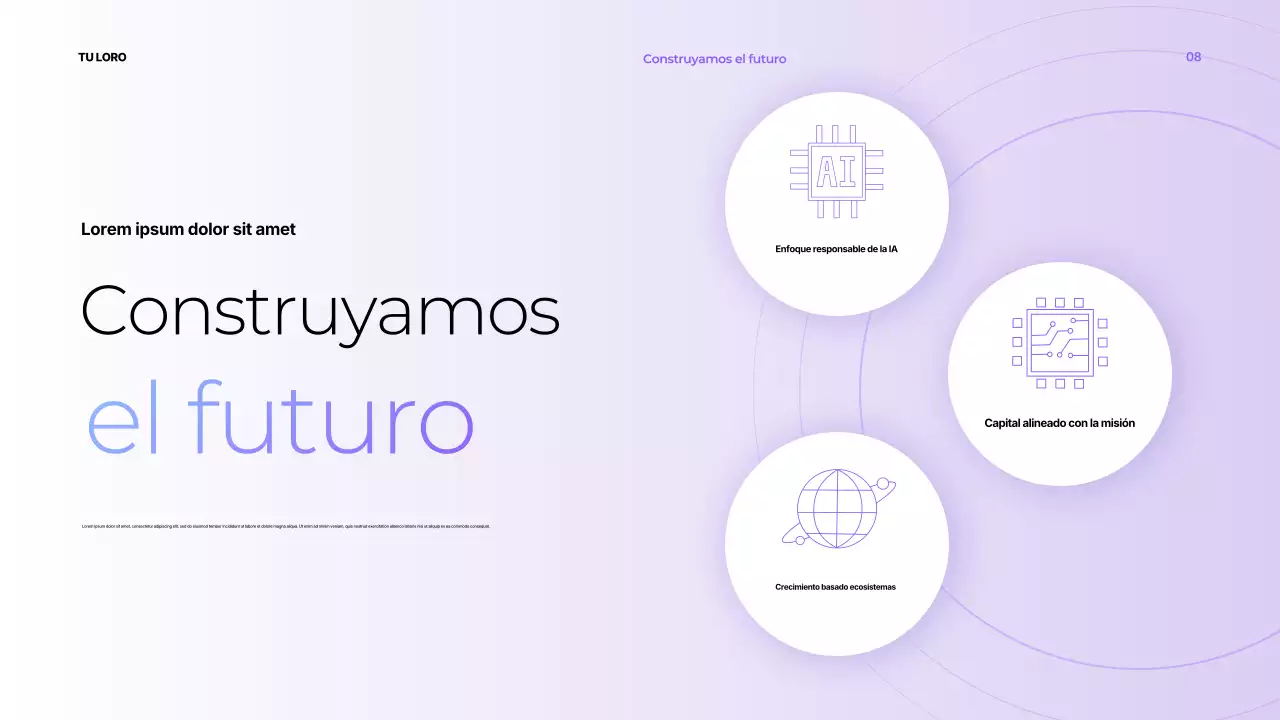 Presentación de productividad moderna en color púrpura