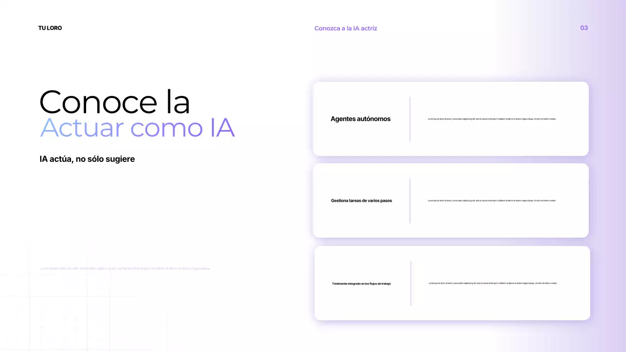 Presentación de productividad moderna en color púrpura