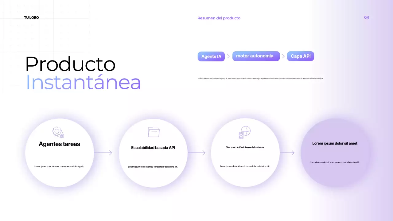 Presentación de productividad moderna en color púrpura