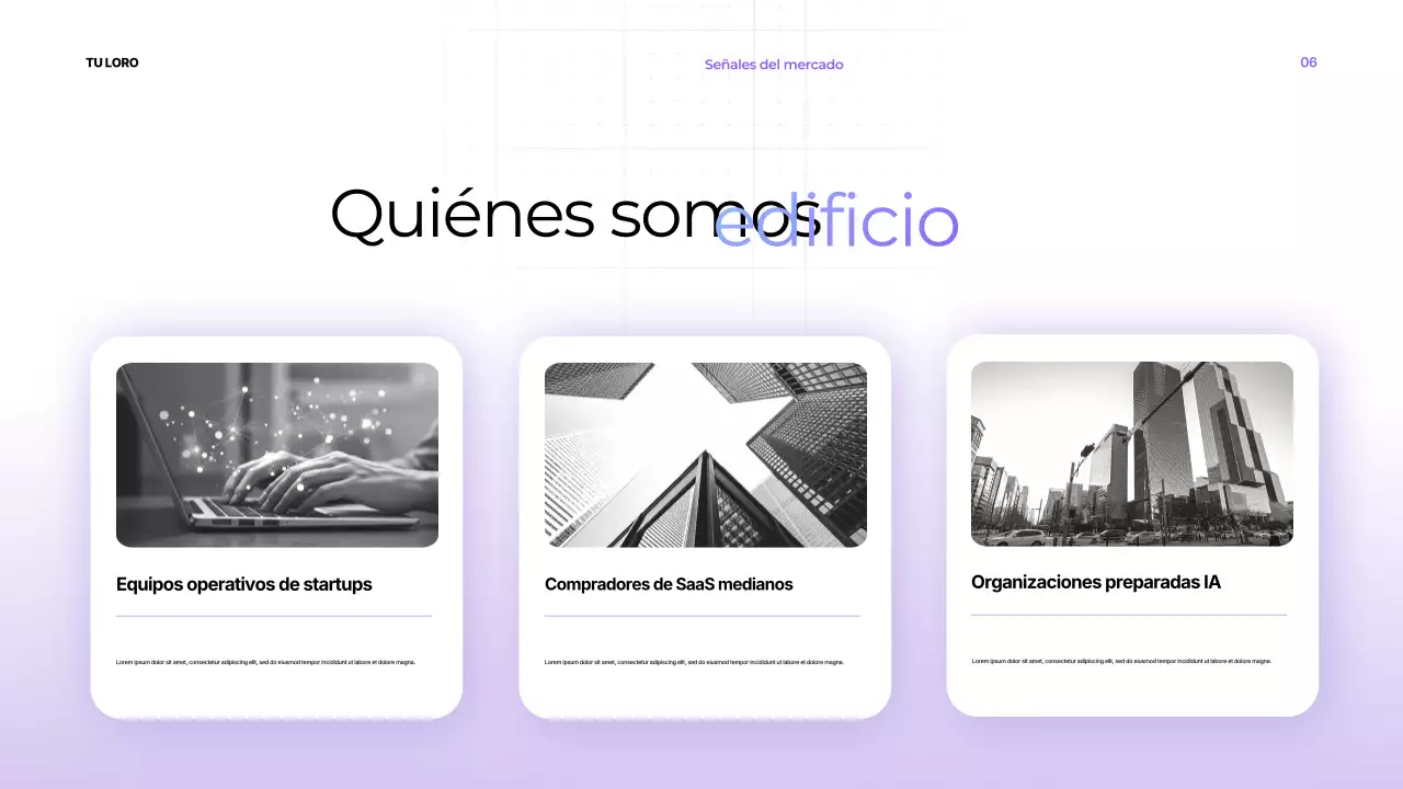 Presentación de productividad moderna en color púrpura