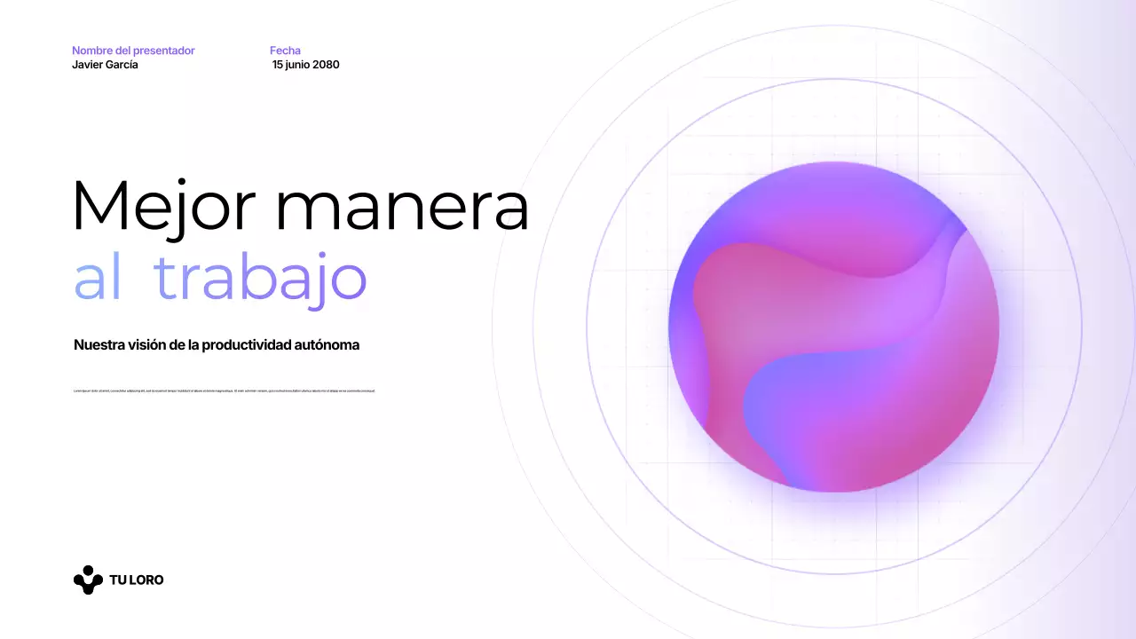 Presentación de productividad moderna en color púrpura