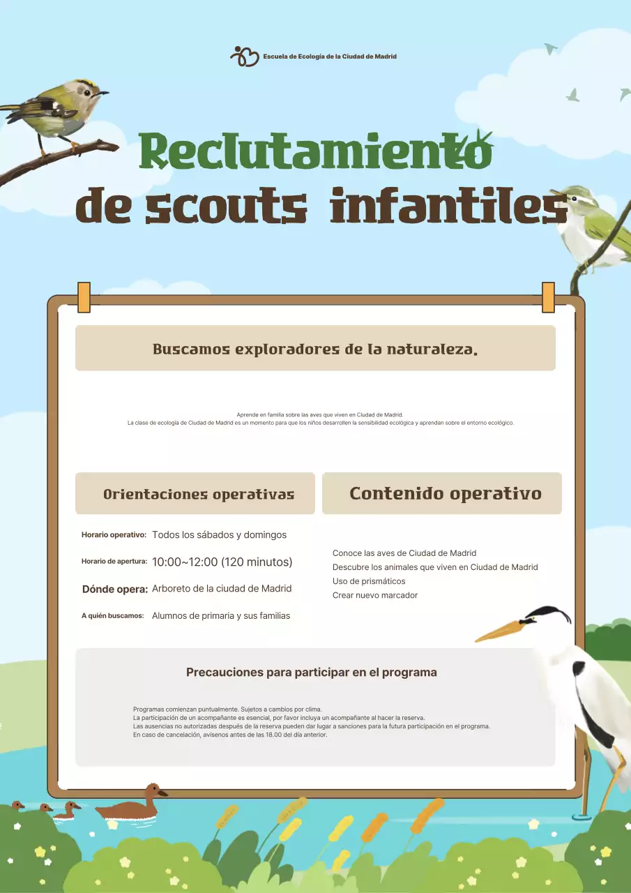 Anuncio de reclutamiento del equipo de observación de la naturaleza Sky Blue