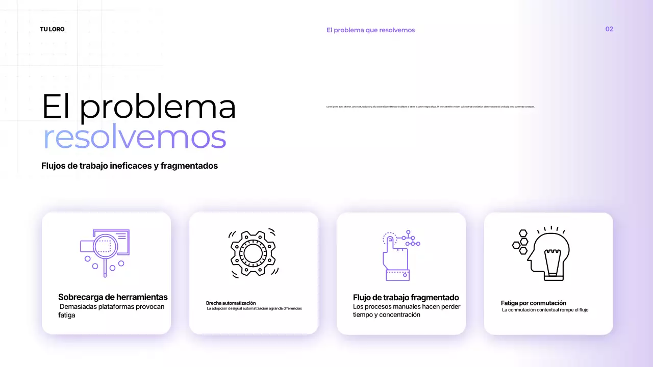 Presentación de productividad moderna en color púrpura