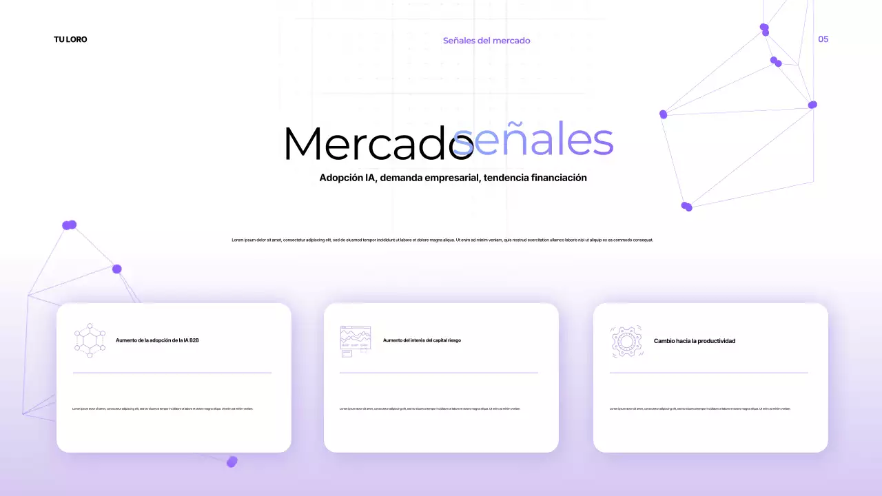Presentación de productividad moderna en color púrpura
