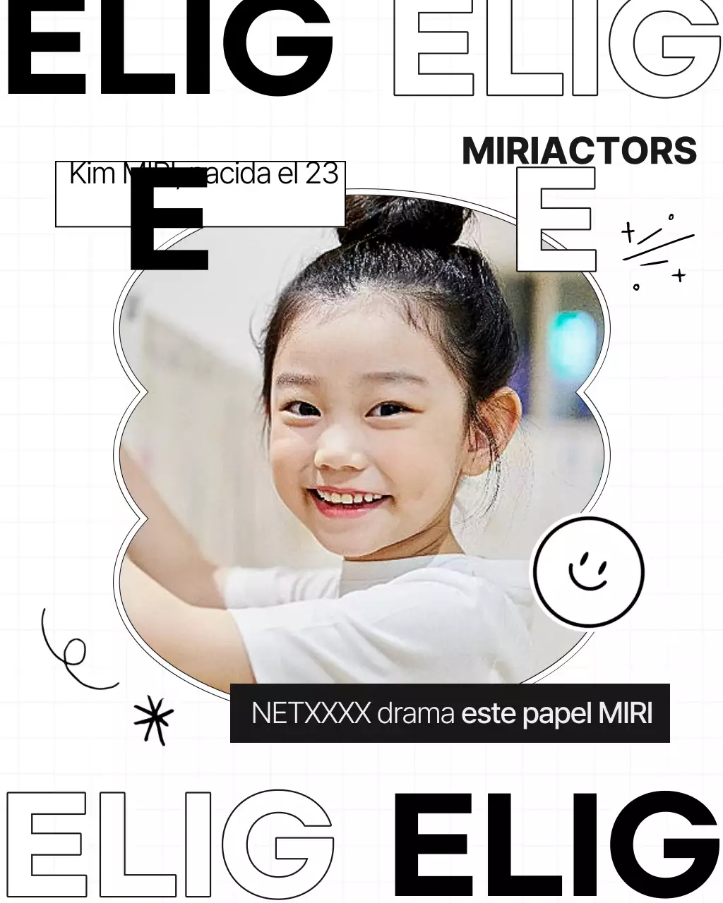 Promoción de casting de actores infantiles blancos y negros sencilla