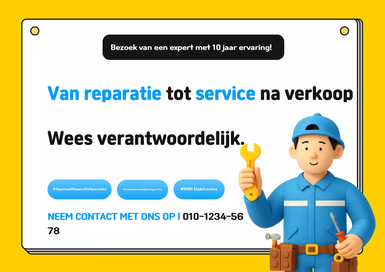 Eenvoudige gele advertentie voor reparatie en aftersales-service van elektronica