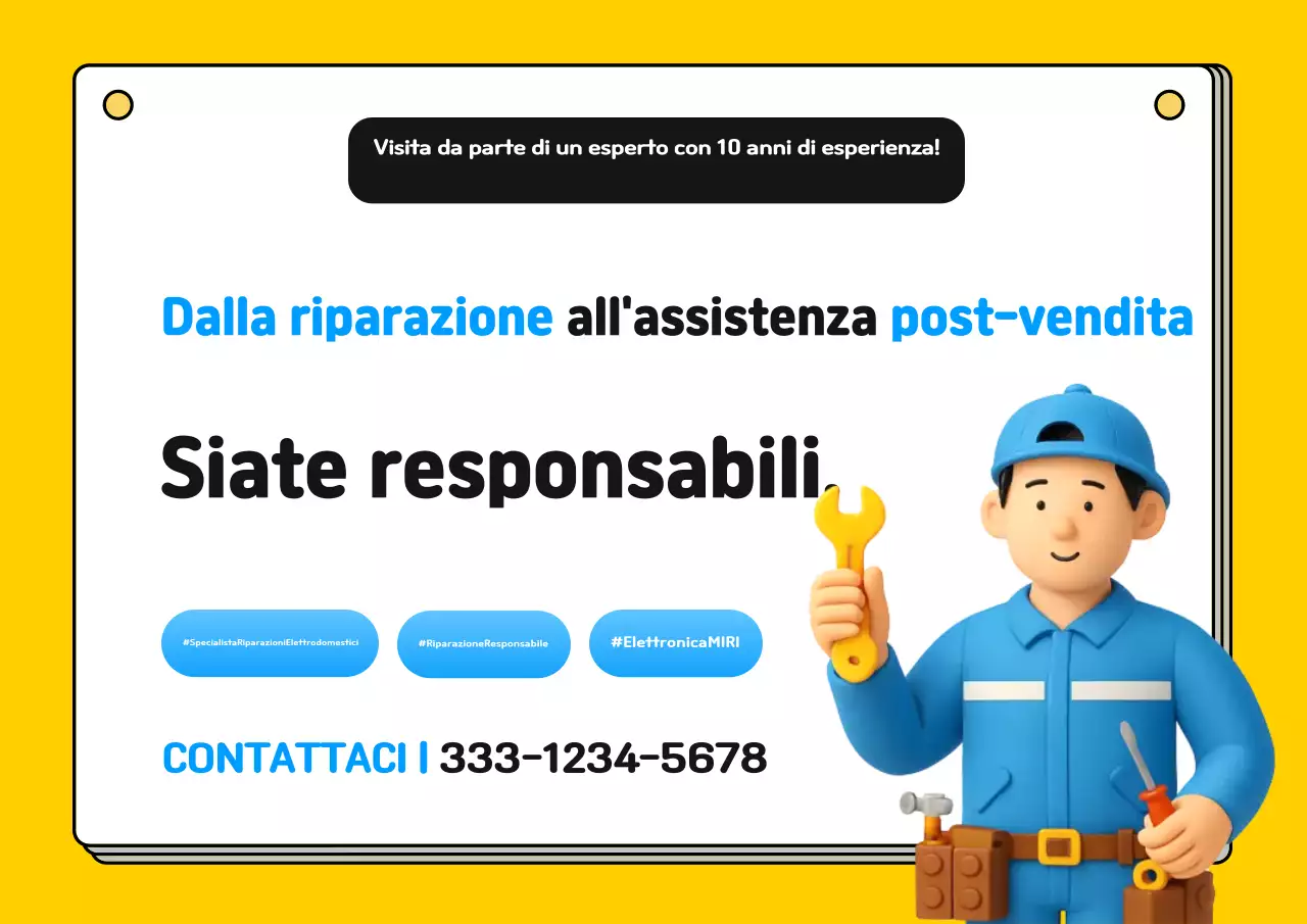 Semplice pubblicità di riparazione di apparecchiature elettroniche gialle e assistenza post-vendita