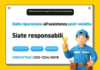 Semplice pubblicità di riparazione di apparecchiature elettroniche gialle e assistenza post-vendita