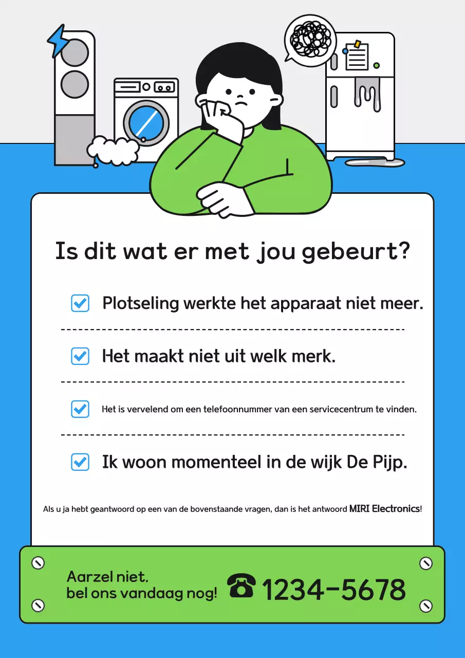 Eenvoudige hemelsblauwe handleiding voor reparatie en aftersalesservice van huishoudelijke apparaten
