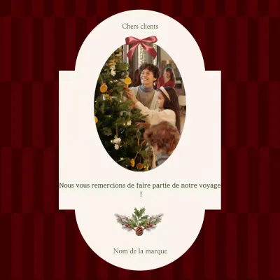 Carte de vœux de Noël minimaliste vintage rouge et blanche pour les réseaux sociaux