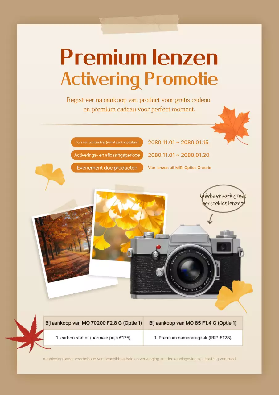 Beige moderne camera promotie