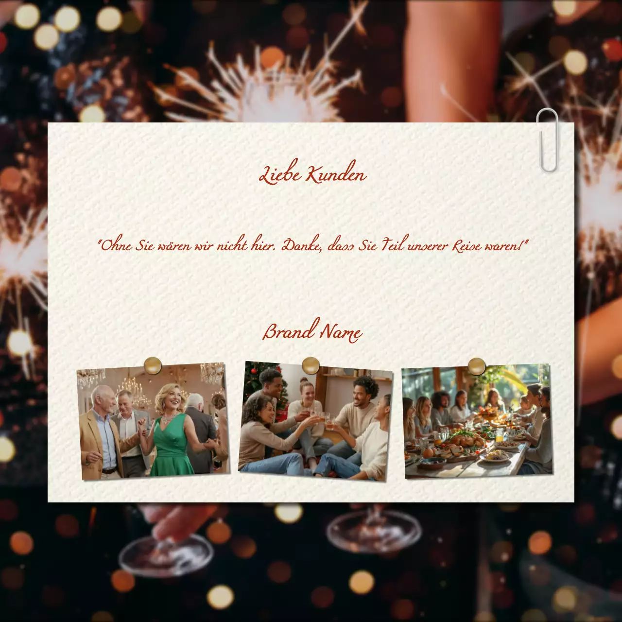 Modernes minimalistisches Neujahrsgruß-Poster in Weiß und Rot für soziale Medien