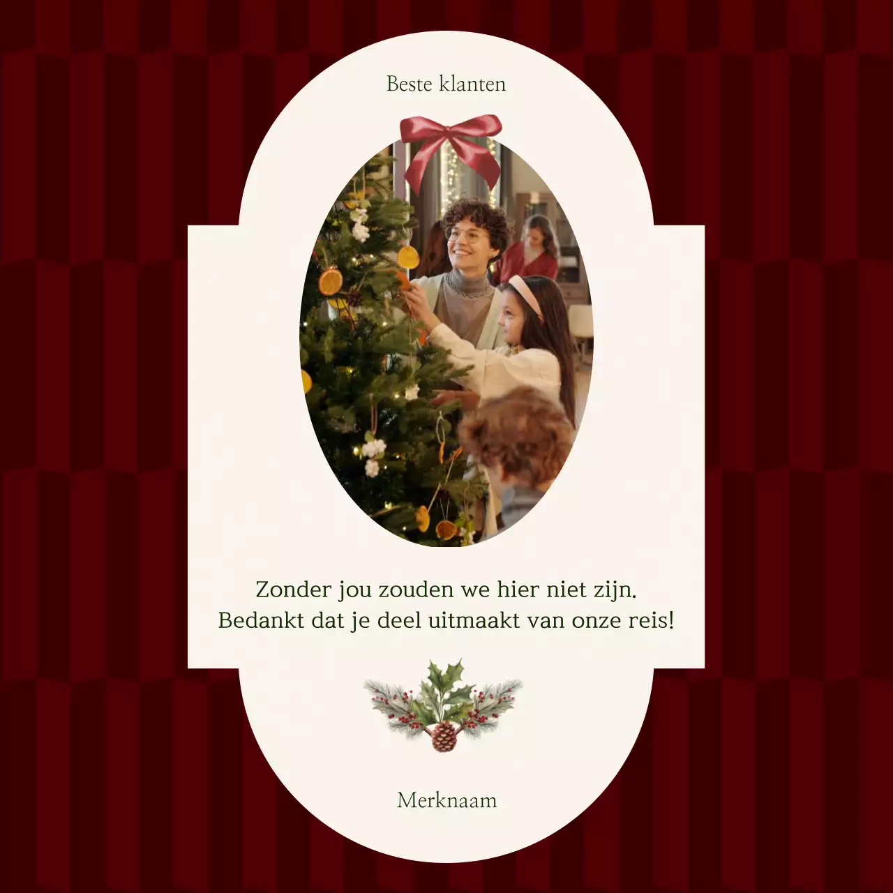 Rood en wit vintage minimalistisch kerstgroet social media vierkant