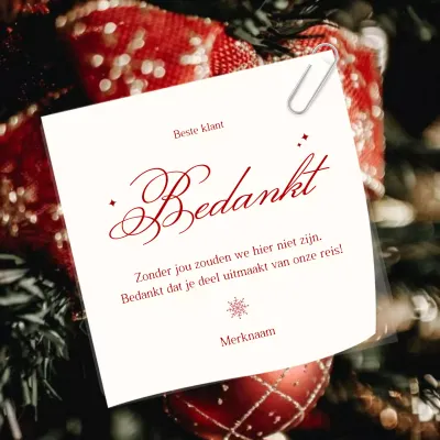 Rood en wit minimalistisch elegant kerstgroet social media vierkant