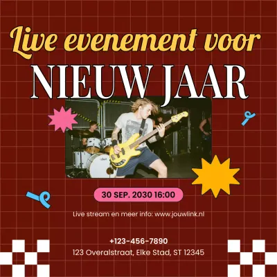 Aankondiging van Green Retro-evenement voor sociale media voor het nieuwe jaar