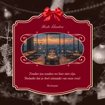 Rood en wit klassiek vintage nieuwjaarsgroet sociaal media vierkant