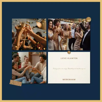 Minimalistisch blauw en goud nieuwjaarsgroet social media vierkant