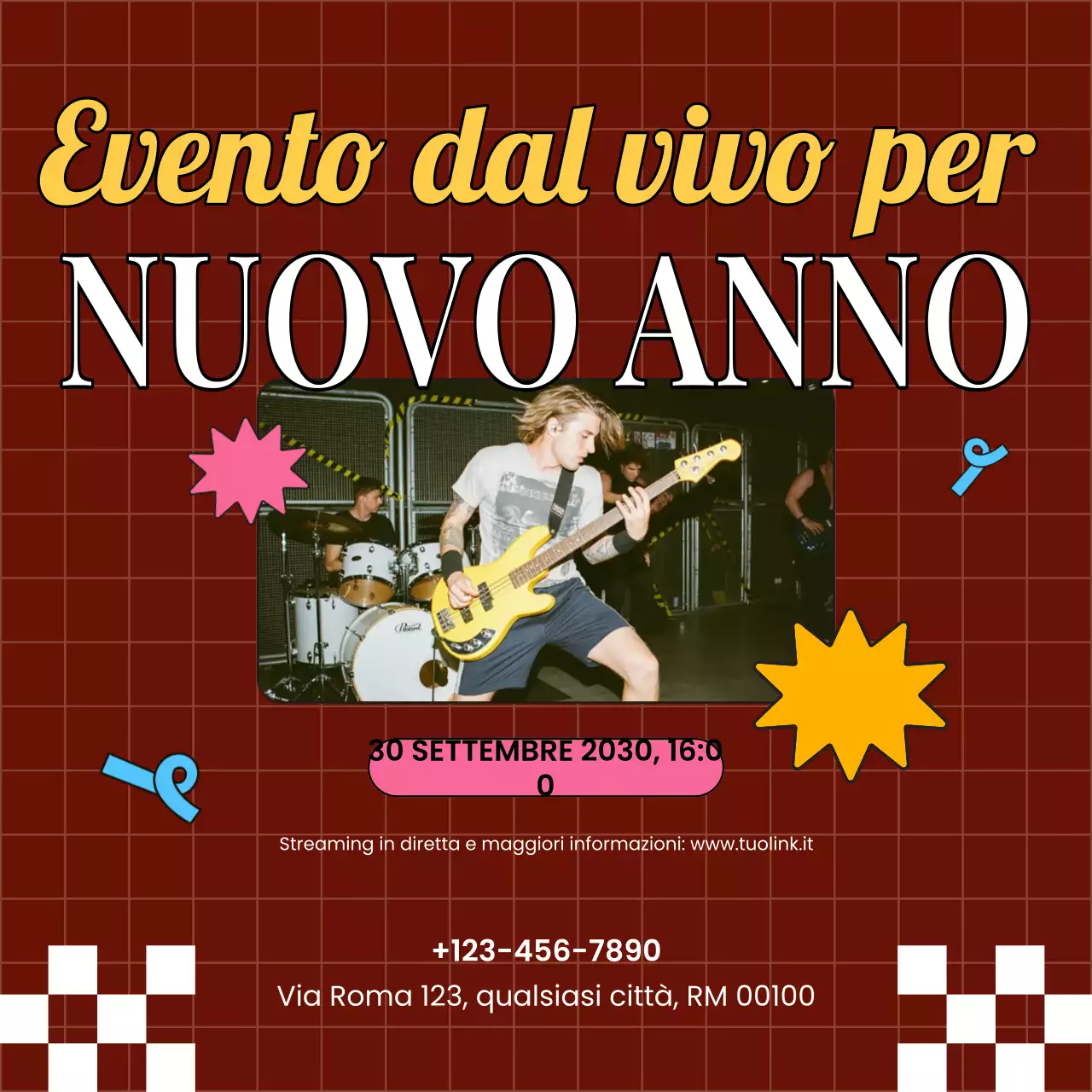 Annuncio dell'evento Green Retro per i social media di Capodanno