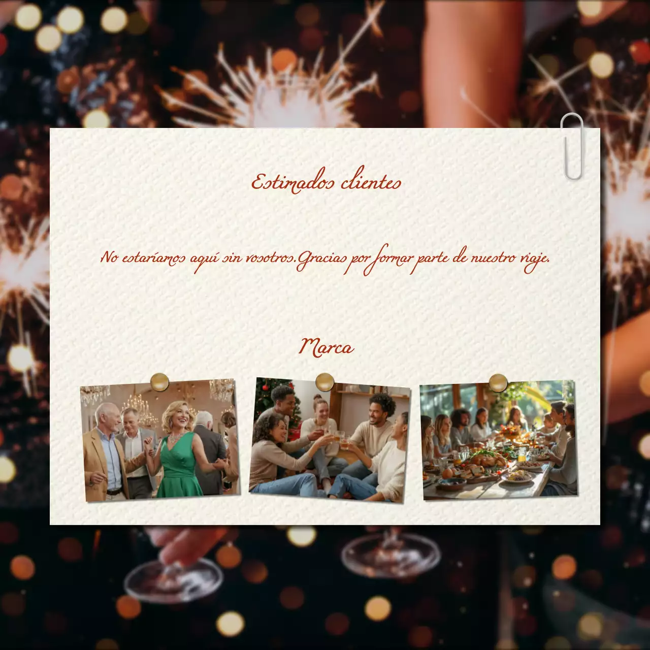 Cuadrado de felicitación de Año Nuevo minimalista moderno en blanco y rojo para redes sociales