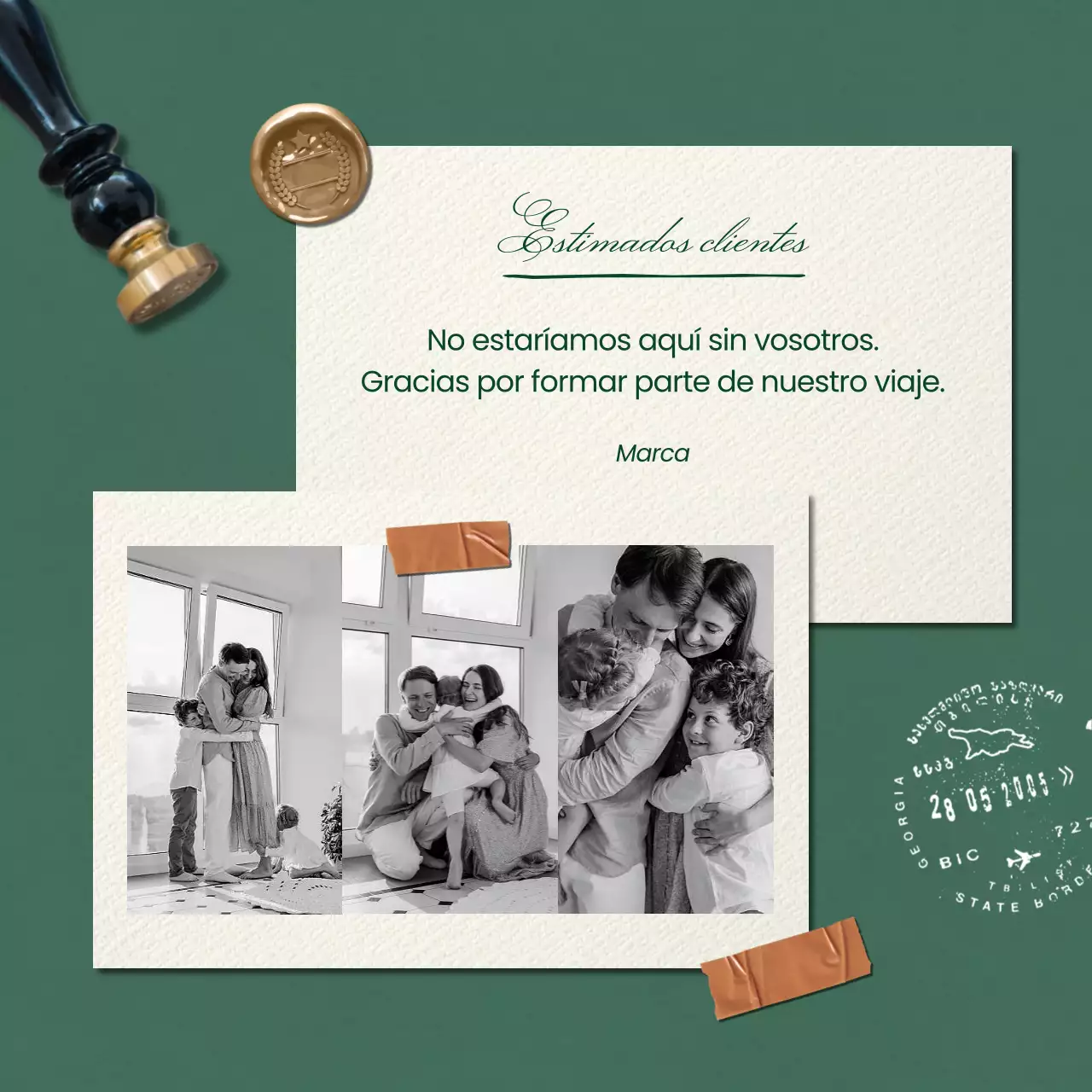 Cuadrado de felicitación de Año Nuevo minimalista moderno en verde y beige para redes sociales