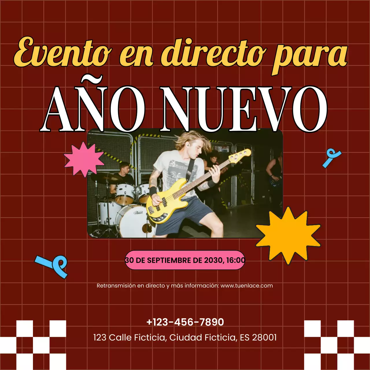 Anuncio del evento Green Retro para redes sociales de Año Nuevo