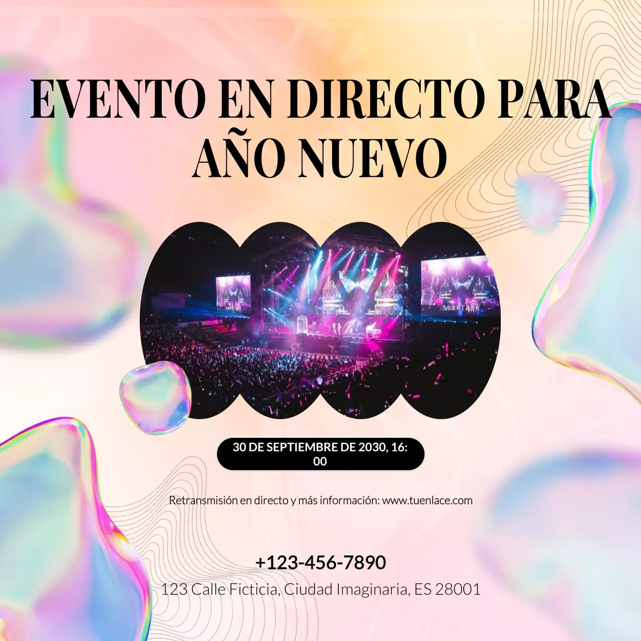 Anuncio de evento abstracto rosa para redes sociales de Año Nuevo