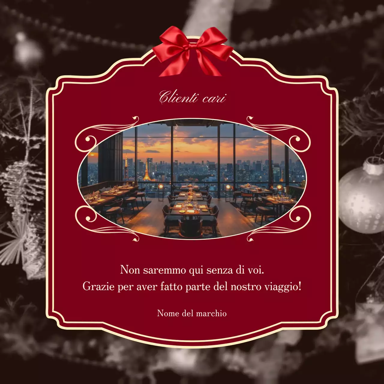 Quadrato dei social media con auguri di Capodanno vintage classico rosso e bianco