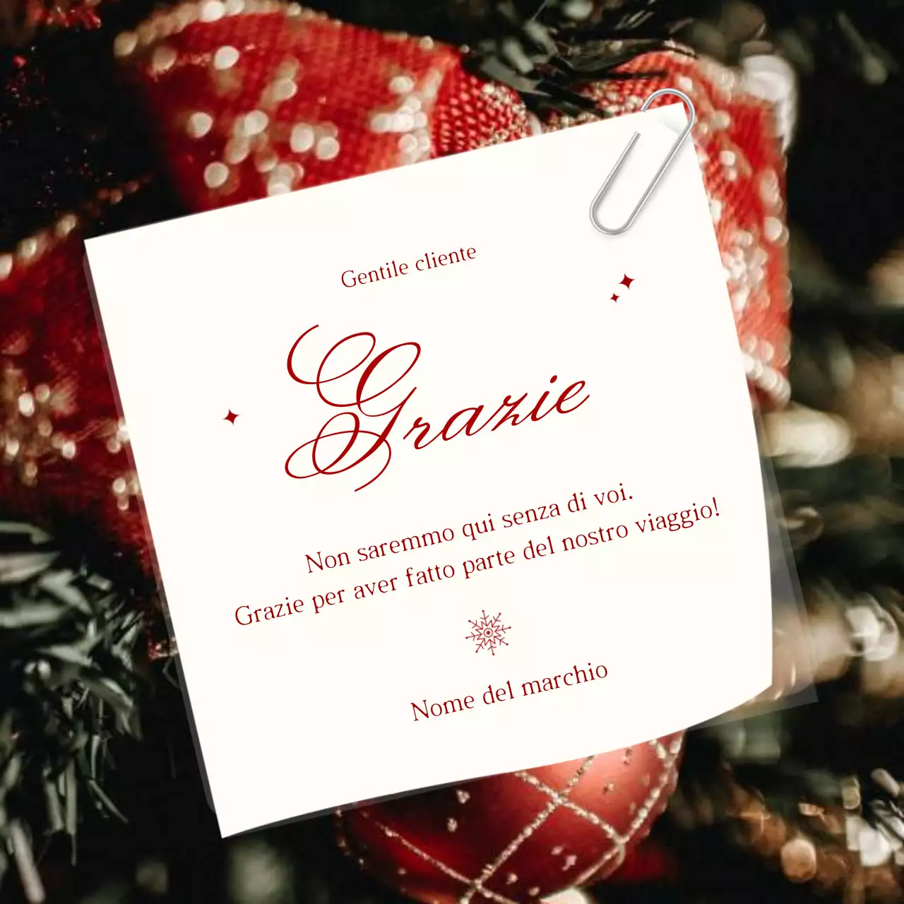 Quadrato dei social media minimalista ed elegante di auguri natalizi in rosso e bianco