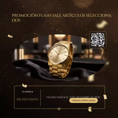 Cupón promocional del paquete minimalista Black Gold para redes sociales por Año Nuevo