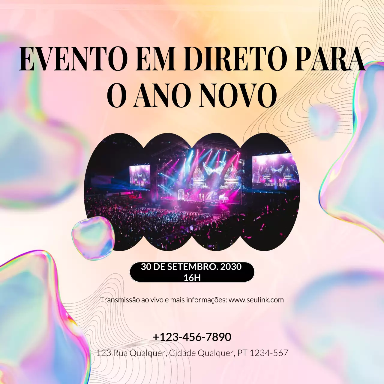 Anúncio de evento abstrato rosa para o Ano Novo nas redes sociais