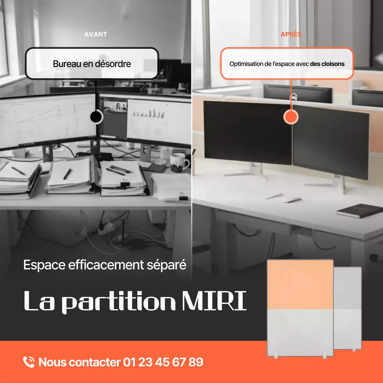 Publicité pour un intérieur de bureau propre et orange