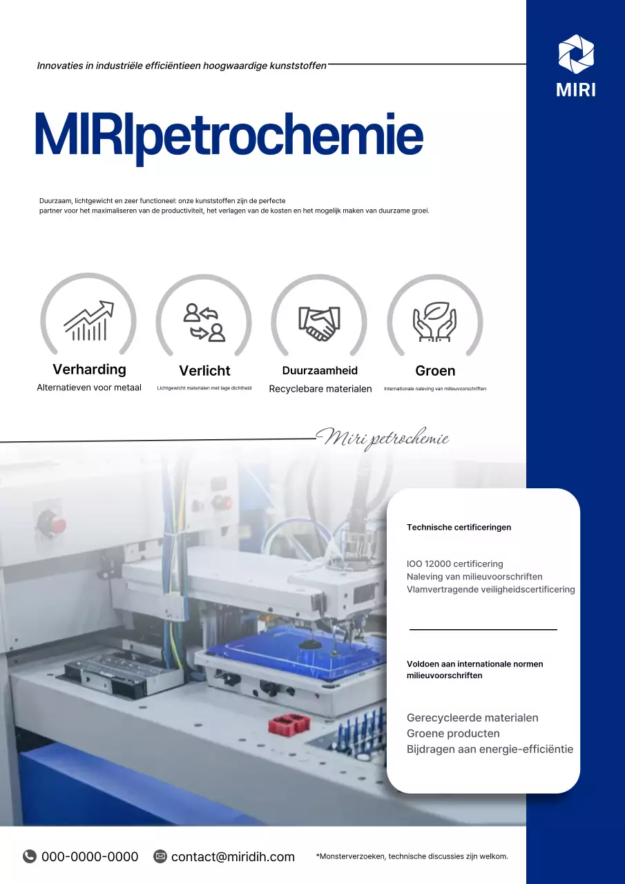 Promotie van de Blauwe Moderne Industrie