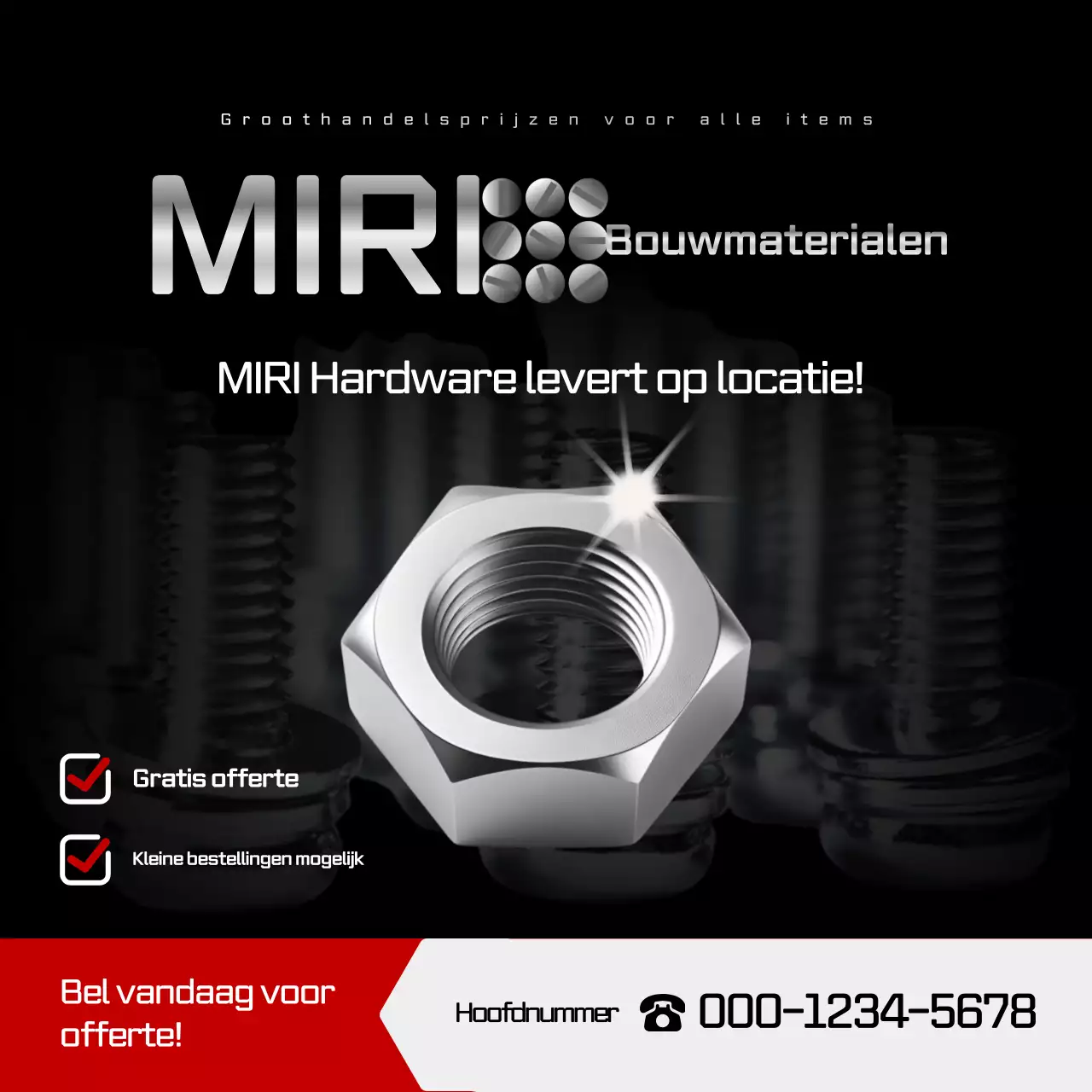 Advertentie voor zwarte moderne bouwmaterialen