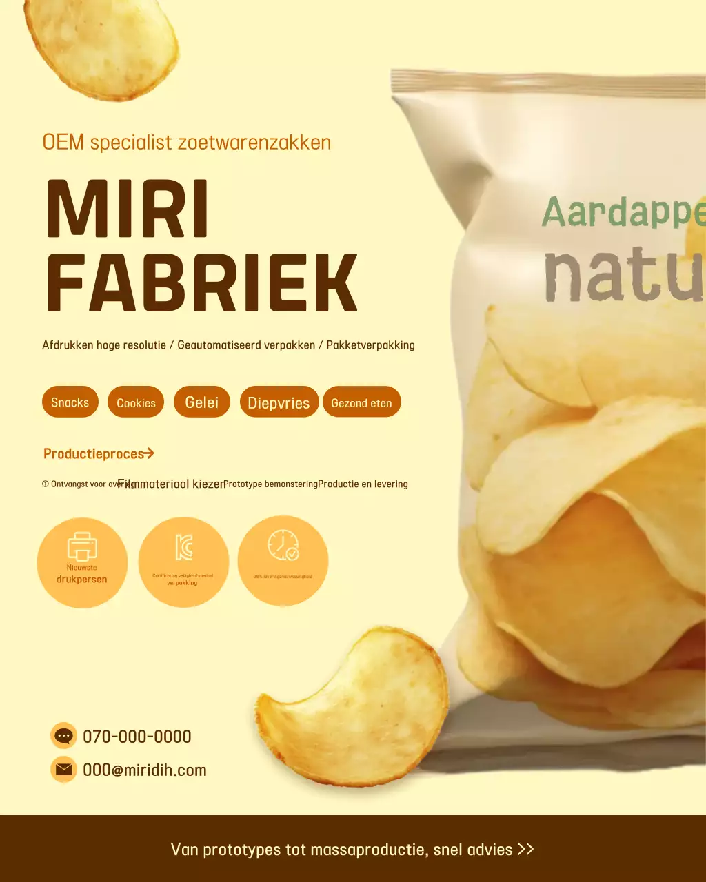 Gele moderne koekjesadvertentie