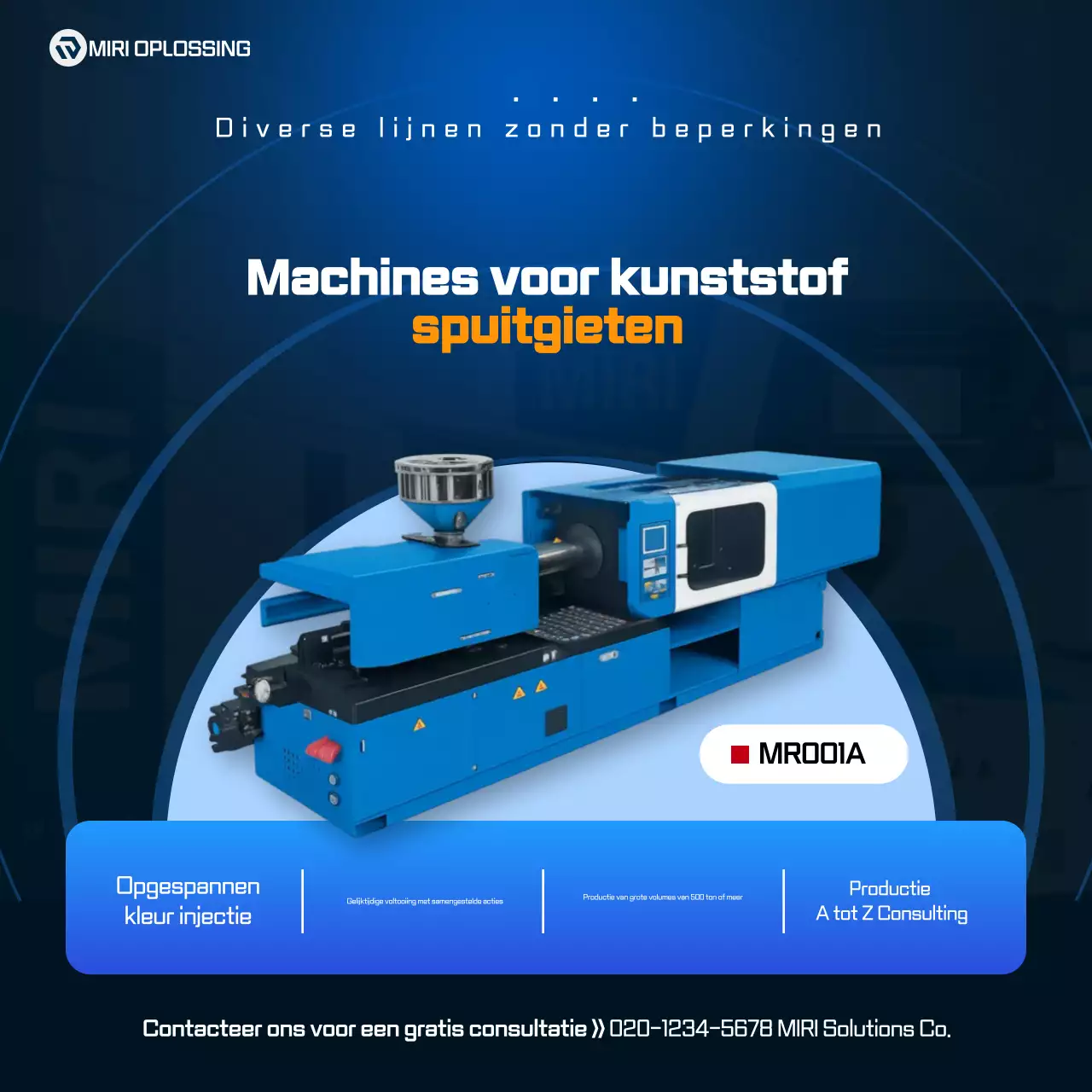 Blauwe moderne industriële reclame