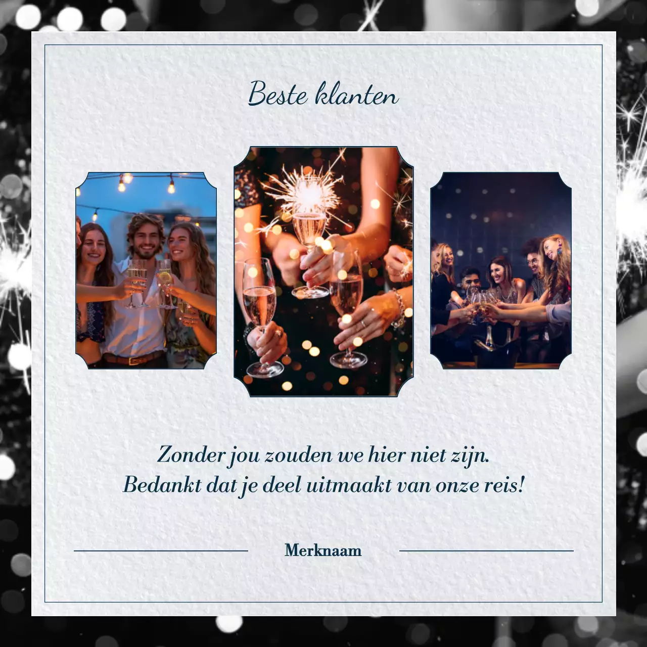 Blauw en grijs eenvoudig nieuwjaarsgroet sociaal mediavierkant