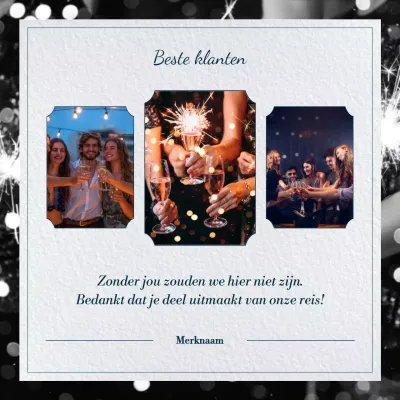 Blauw en grijs eenvoudig nieuwjaarsgroet sociaal mediavierkant