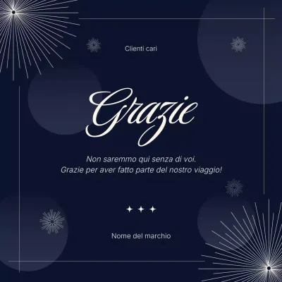 Quadrato dei social media con auguri di Capodanno minimalista blu e bianco