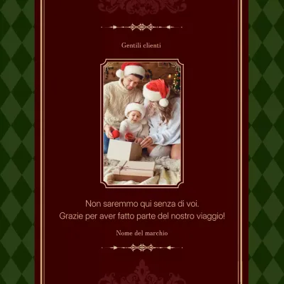 Quadrato dei social media con auguri di Natale classici vintage rossi e verdi