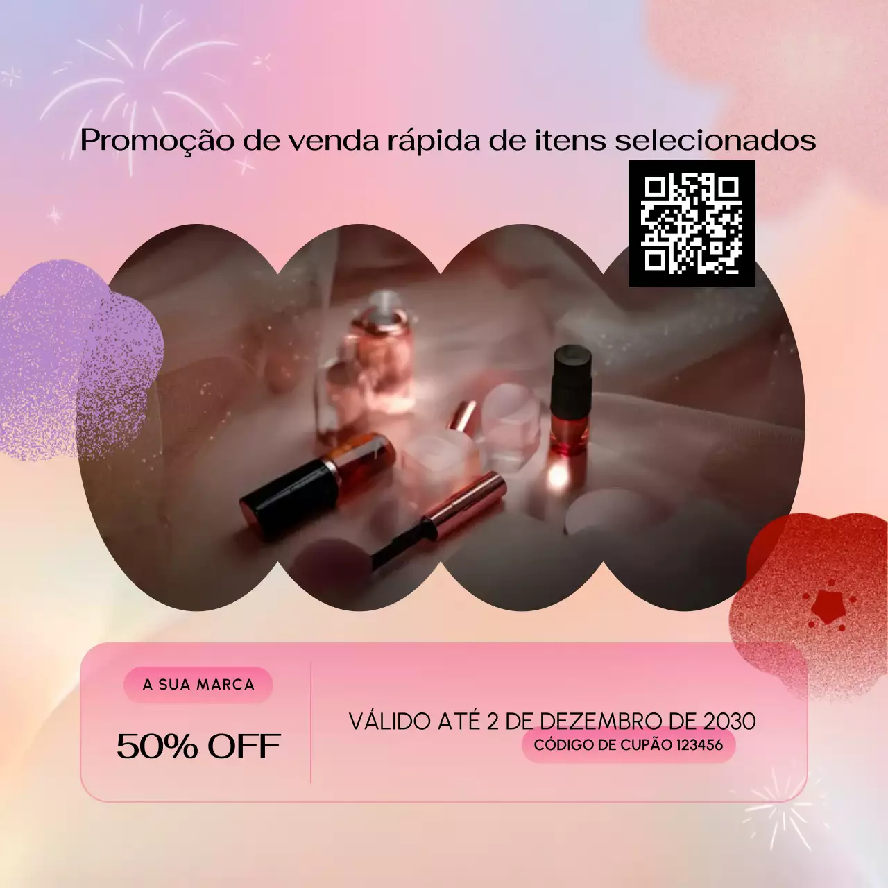 Cupom de desconto para o pacote de ingredientes do Pink Cream no Ano Novo nas redes sociais
