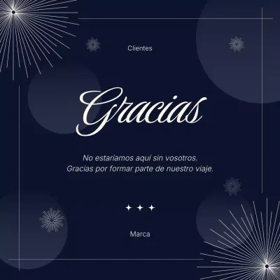 Cuadrado de felicitación minimalista azul y blanco de Año Nuevo para redes sociales